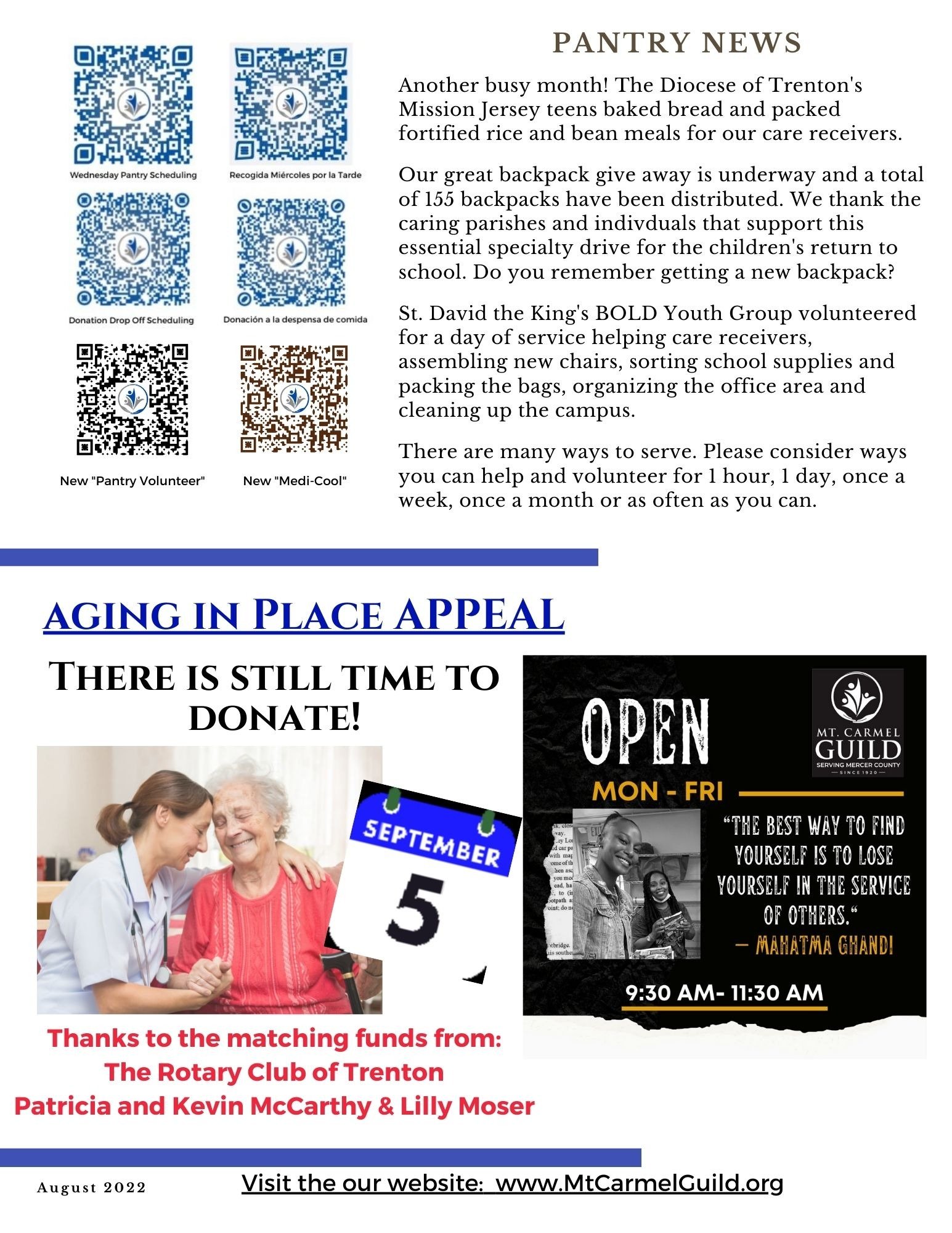 August 2022 Mount Carmel Guild of Trenton Trenton, NJ